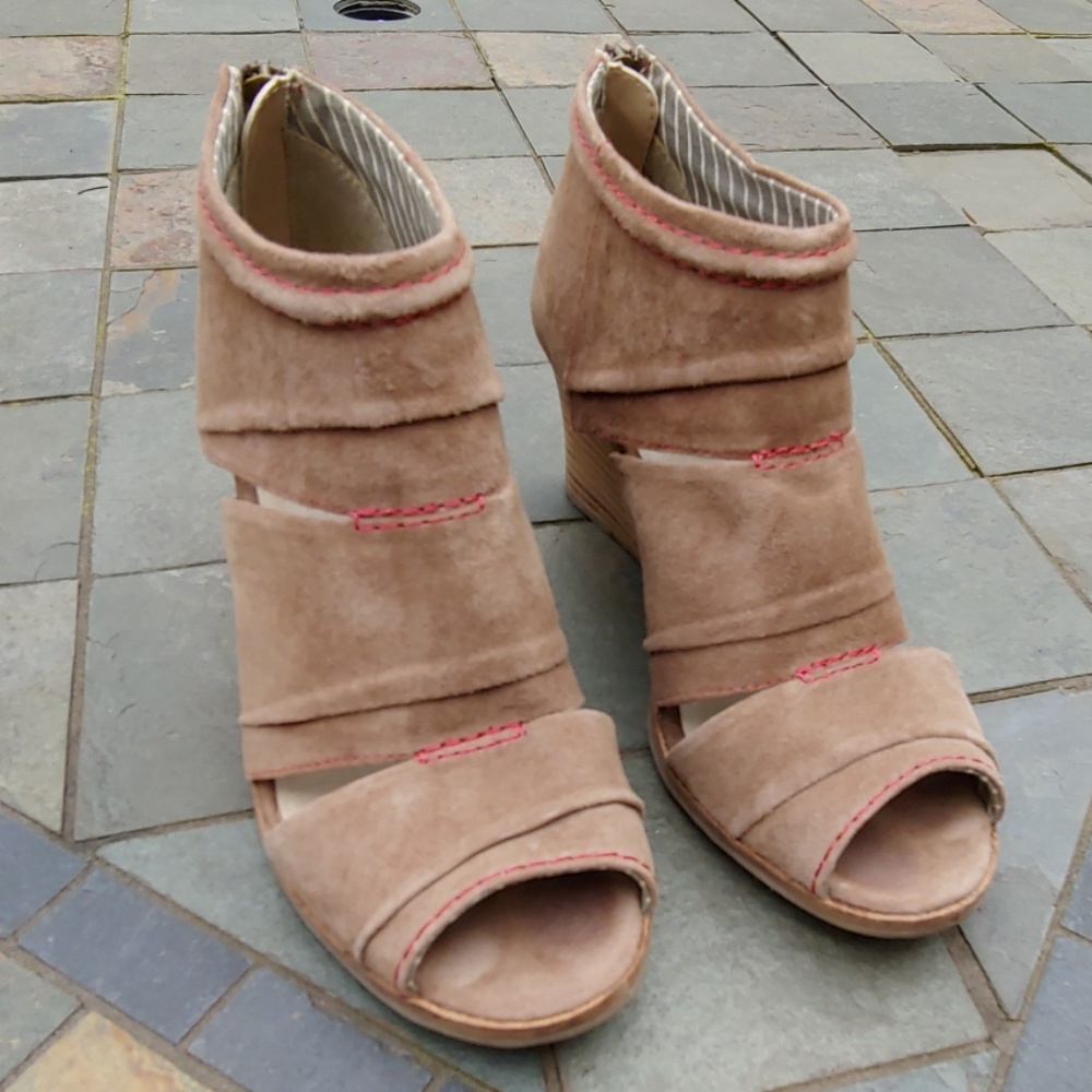 Hush Puppies Tan Suede Wedge Heel